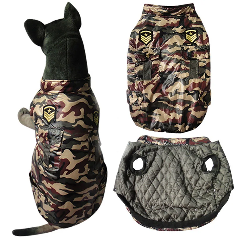 Camouflage Big large dog jacket clothes for bulldogs winter warm dog