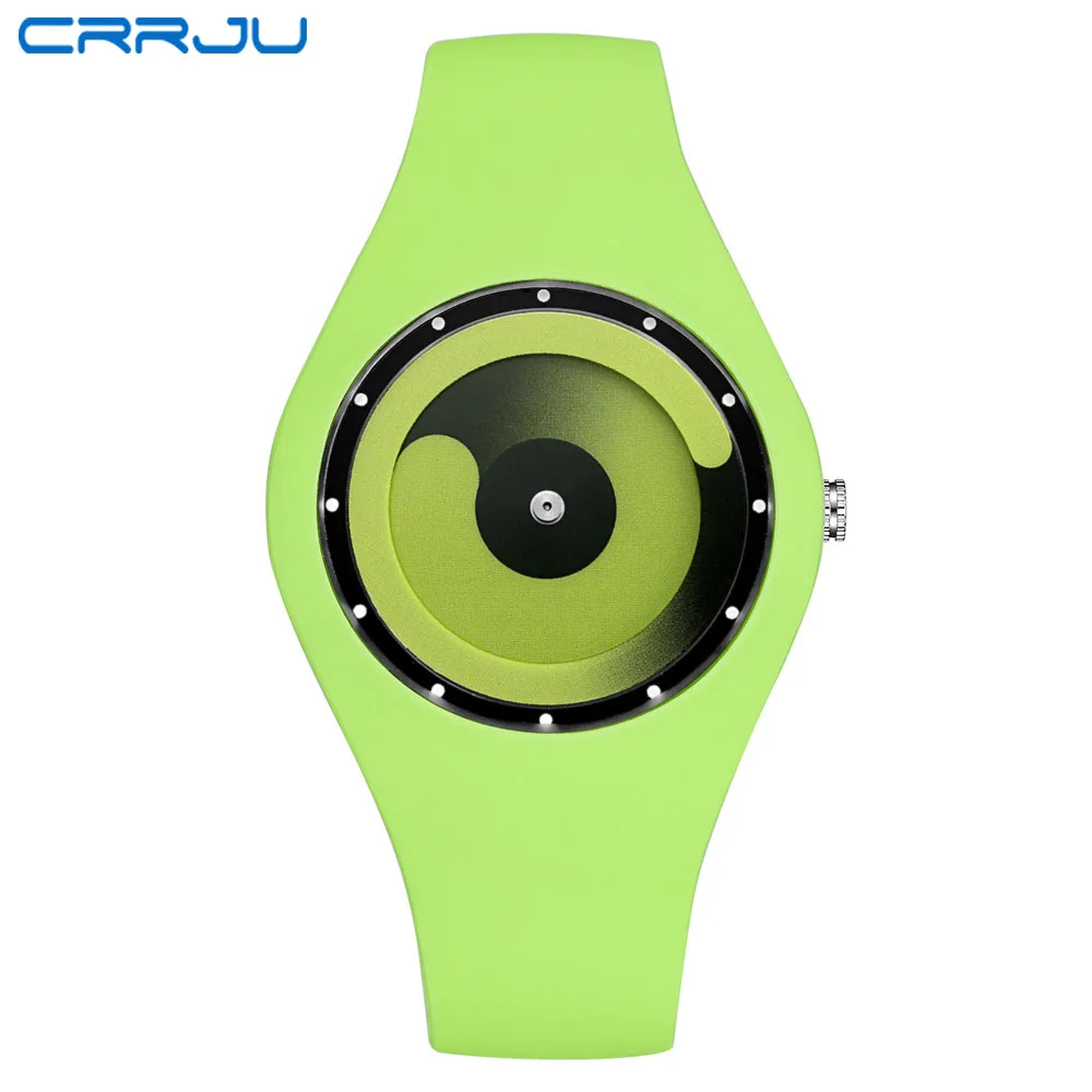 CRRJU мужские часы Топ бренд мода высокого качества Повседневный простой стиль силиконовый кварцевый ремешок часы для женщин мужчин для любителей наручных часов - Цвет: green