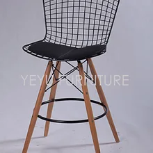 Минималистический современный дизайн стальных проволоки для сидений деревянная нога мягкий счетчик табурет заготовка для проволоки стул современный простой дизайн мебель, барный стул