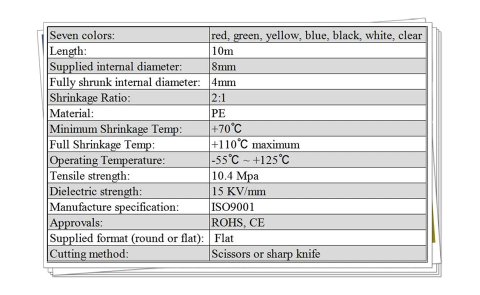 Высокое качество 10 м термоусадочная изоляция, трубка, рукав кабель 8 мм термоусадочная трубка 7 цветов PE полиолефин электрический блок часть