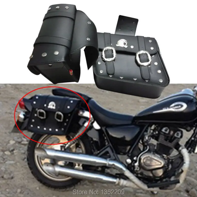 Пара мотоциклетных черных инструментов из искусственной кожи, седельные сумки, классическая сумка для багажа, седельные сумки, подходит для Harley Suzuki на заказ