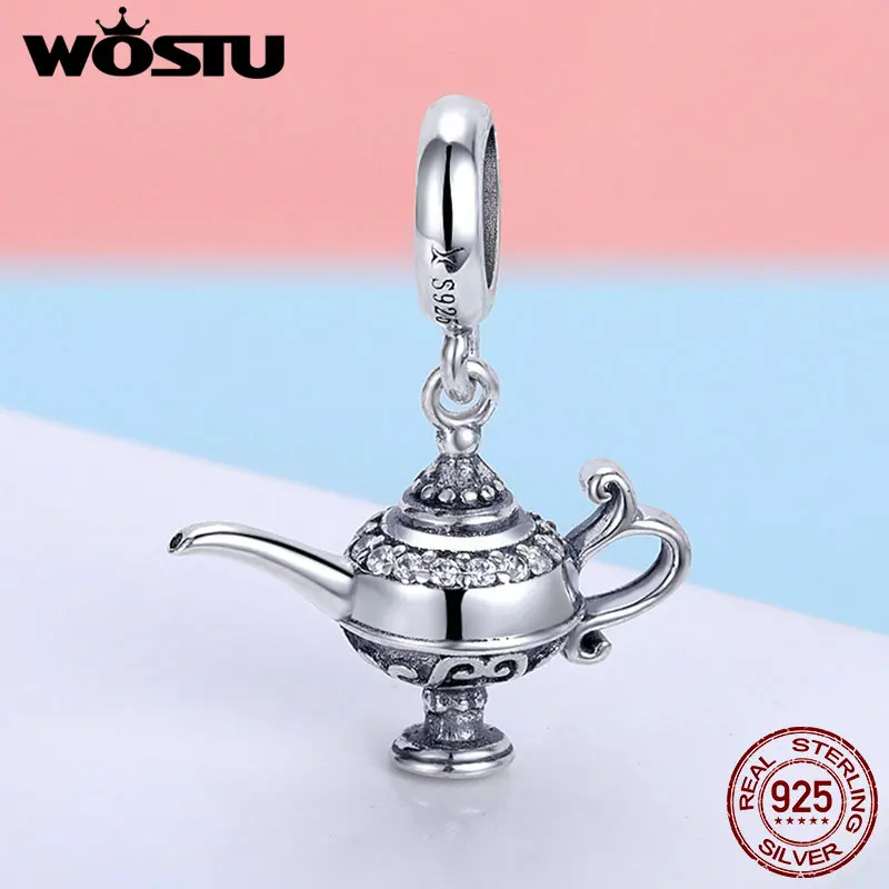 WOSTU Hot Sale 925 Sterling Silver Lamp of Aladdin Dangle Charm Fit Original DIY Beads Bracelet Lucky Wish Jewelry Gift DXC703 WOSTU Hot Sale 925 Sterling Silver Lamp of Aladdin Dangle Charm Fit Original DIY Beads Bracelet Lucky Wish Jewelry Gift DXC703