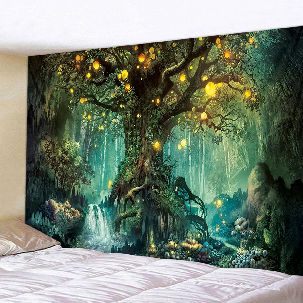 

Tree Of Life Nature Psychedelic Tapestry Wall Fabric Art Hippie Bohemian Landscape Wall Cloth Tapestries Home Decor Bedroom Dorm