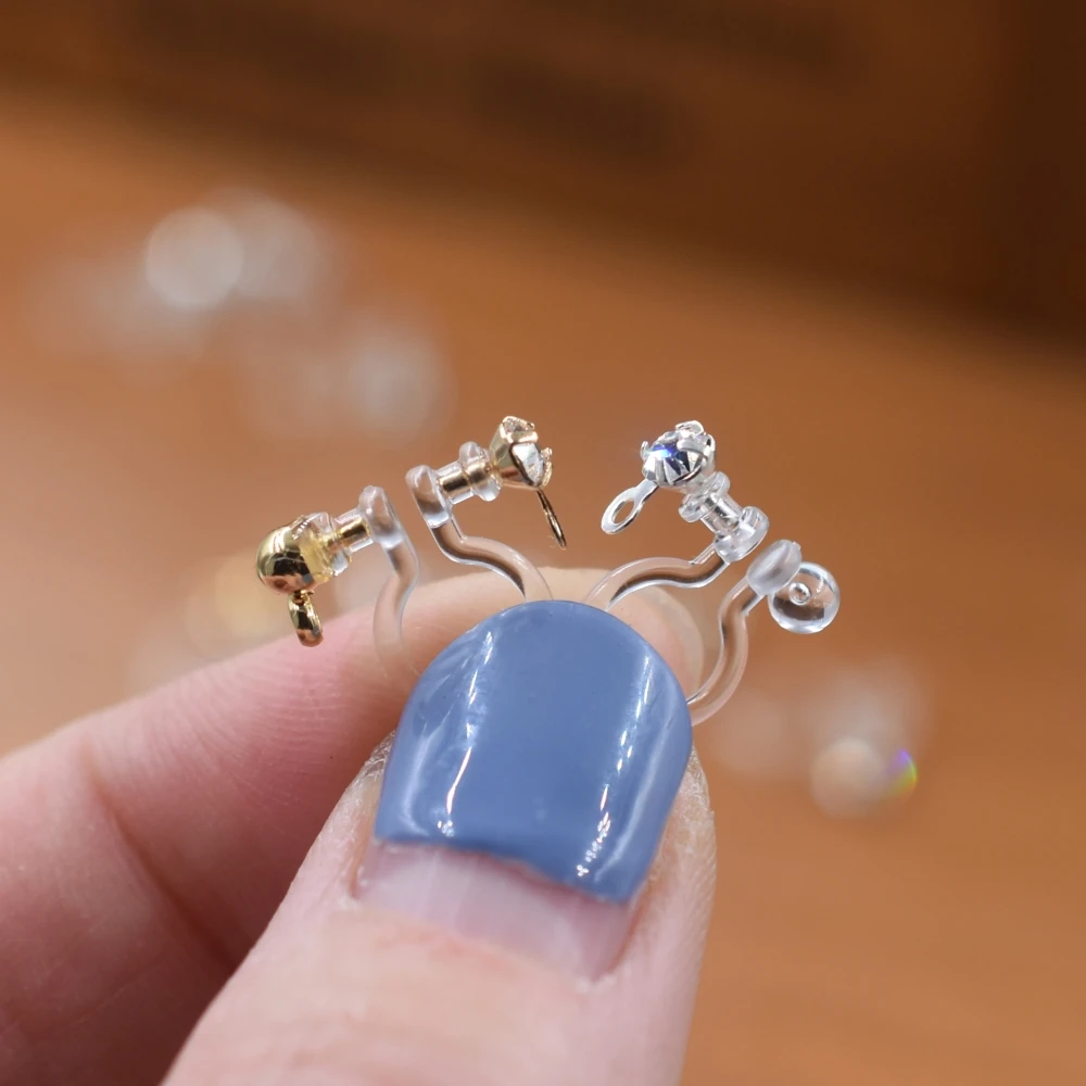 

10pieces 5pairs Small invisible resin earring clip with crystal , No pierced dangle invisible clip on earrings finding