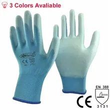 Нм Детская безопасность модные дешевые красочные полиэстер хлопок вязать Покрытием PU ладони Детская безопасность защитный Прихватки для мангала