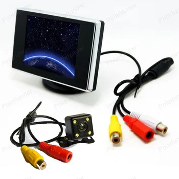 

3.5 inch LCD TFT Display Car Monitor Reversing 2 video input Screen With 4 LED Night Vision Rear View Camera