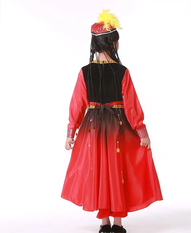 Топ Мода Бросился полиэстер Dj костюм Китайский Hanfu детей Синьцзян танцевальные костюмы мальчик уйгур Хуэй для девочек сцены