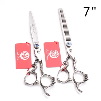 

7" 19.5cm 440C Purple Dragon Haircut Set Grooming-for-dog Cutting Shears Thinning Shears Human Hair Scissors Styling Tool Z9100