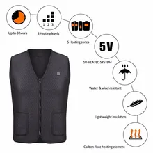 Men Women Outdoor USB Infrared Heating Vest Jacket Winter Flexible Electric Thermal Clothing Waistcoat Fishing Hiking Dropship