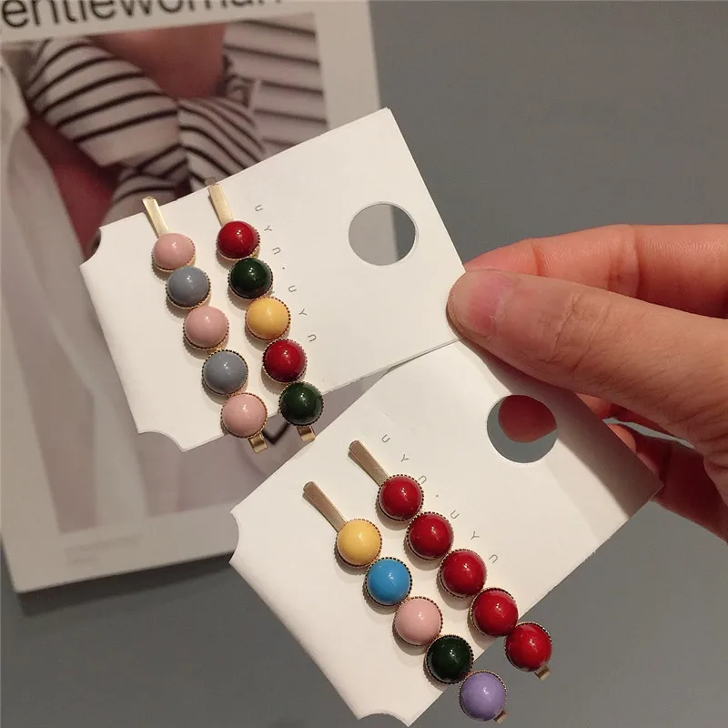 

Woman F Pearl Hair Accessories Hair Clip Pin Metal Geometric Alloy Hairband Moon Circle Hairgrip Barrette Girls Holder