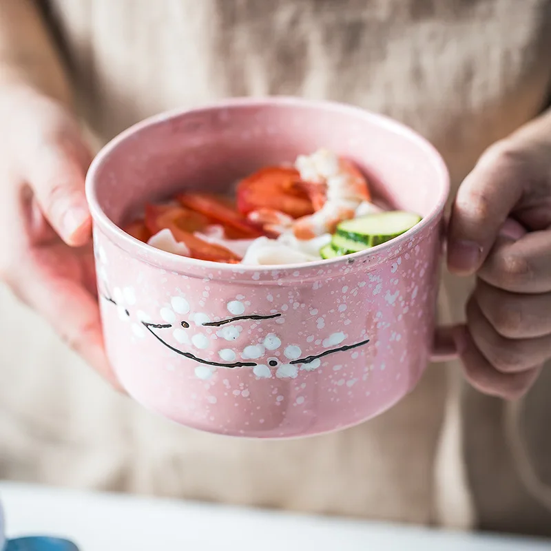 Керамическая миска с крышкой для чаши красивые цветочные продукты из лапши супа