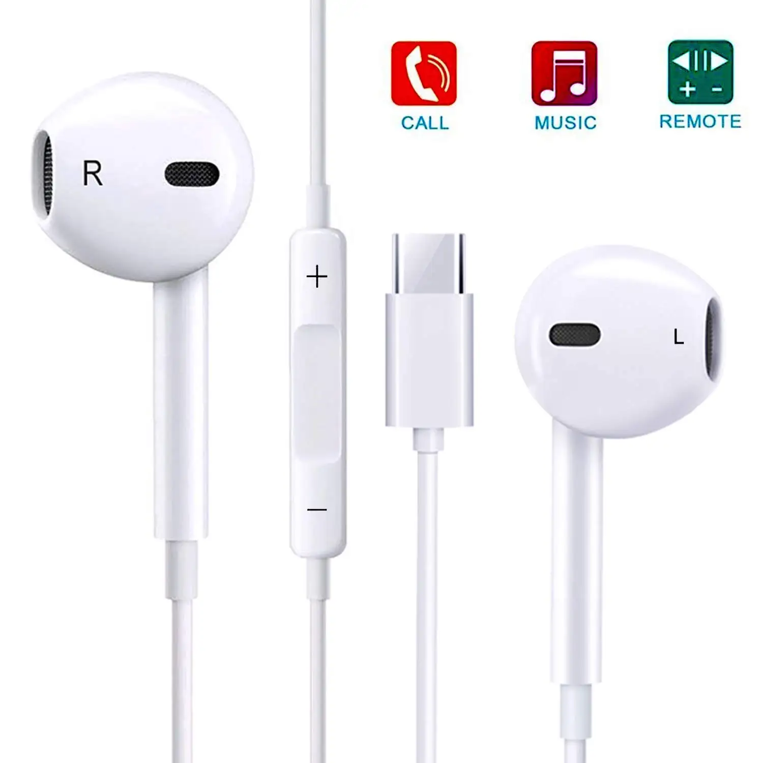 

Type-C Headphone Microphone, USB-C Earbud Mic, Stereo Headset Noise Cancelling for Huawei Samsung Google LG Sony Headphones