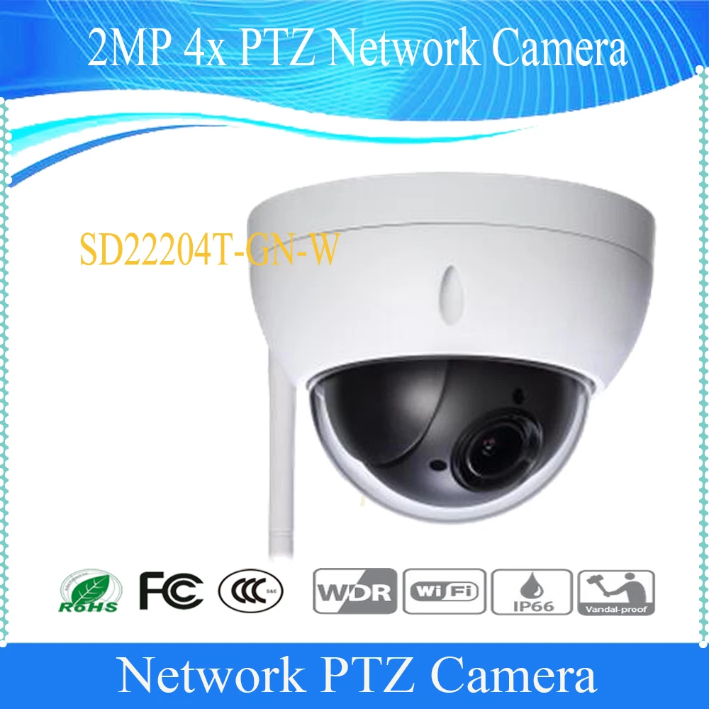 Бесплатная доставка DAHUA IP камера CCTV 4X 2MP WIFI Full HD мини Сетевая PTZ купольная DH-SD22204T-GN-W