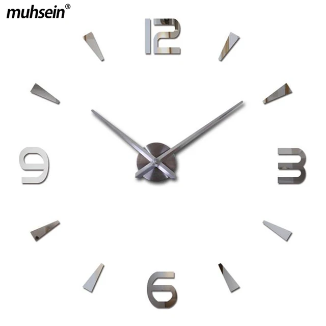 silver Настенные часы muhsein, современный дизайн, настенные часы для дома, декоративные большие настенные наклейки, уникальный подарок - Цвет: silver