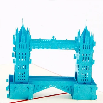 

Paper Laser Cut 3D Pop Up Thames Bridge Gift Cards Vintage Postcard Birthday Father's Day Greeting Cards with Envelope 3pcs/lot