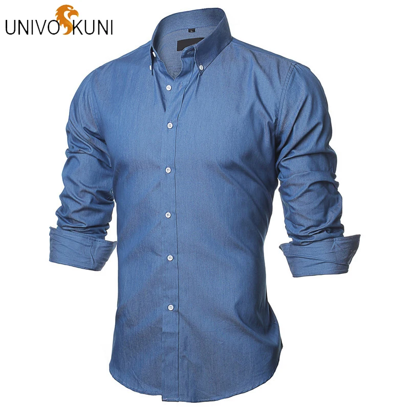 UNIVOS куни 2018 осень Новый Стиль Мода Повседневное Для мужчин рубашка одежда с длинным рукавом Европейский Размеры брендовые классические