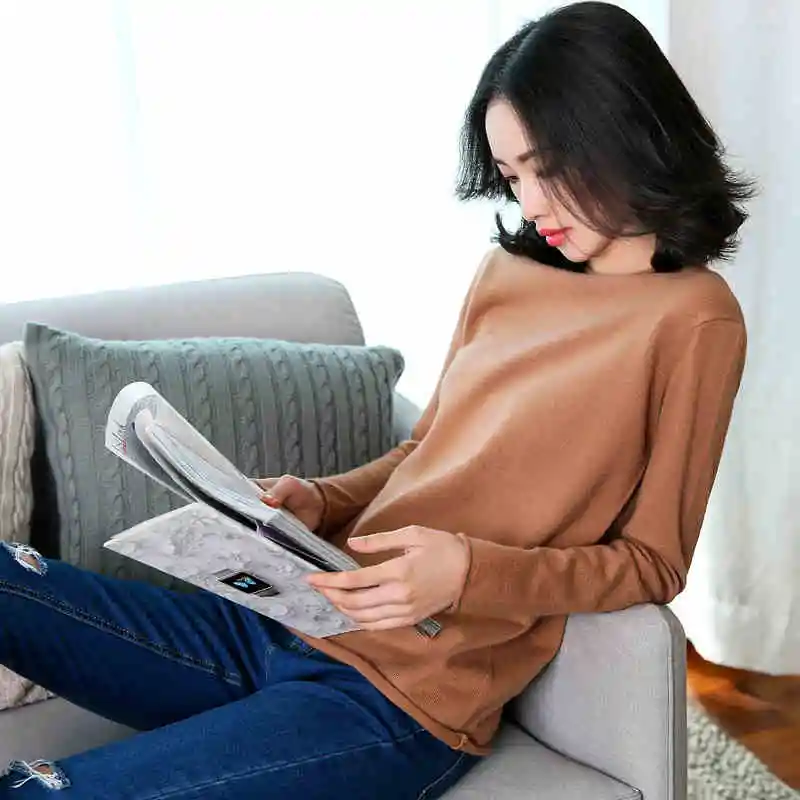 

zocept Knitted Cashmere Blend Sweater Women Autumn Winter 2018 Warm Pullovers Female Solid Color Ruched O-Neck Casual Sweaters