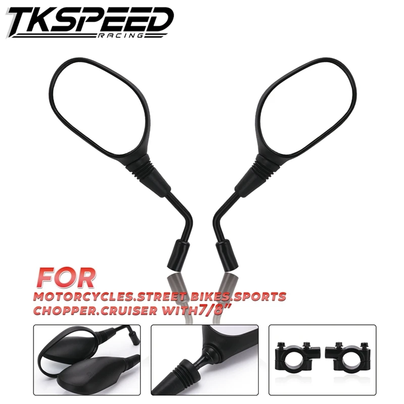 Motorcycle 7/8&quot Handlebar 8mm Rearview Mirror + Bracket Holder Clamp For ATV Quad Pit Dirt Bike Go Kart Moped Scooter | Автомобили и