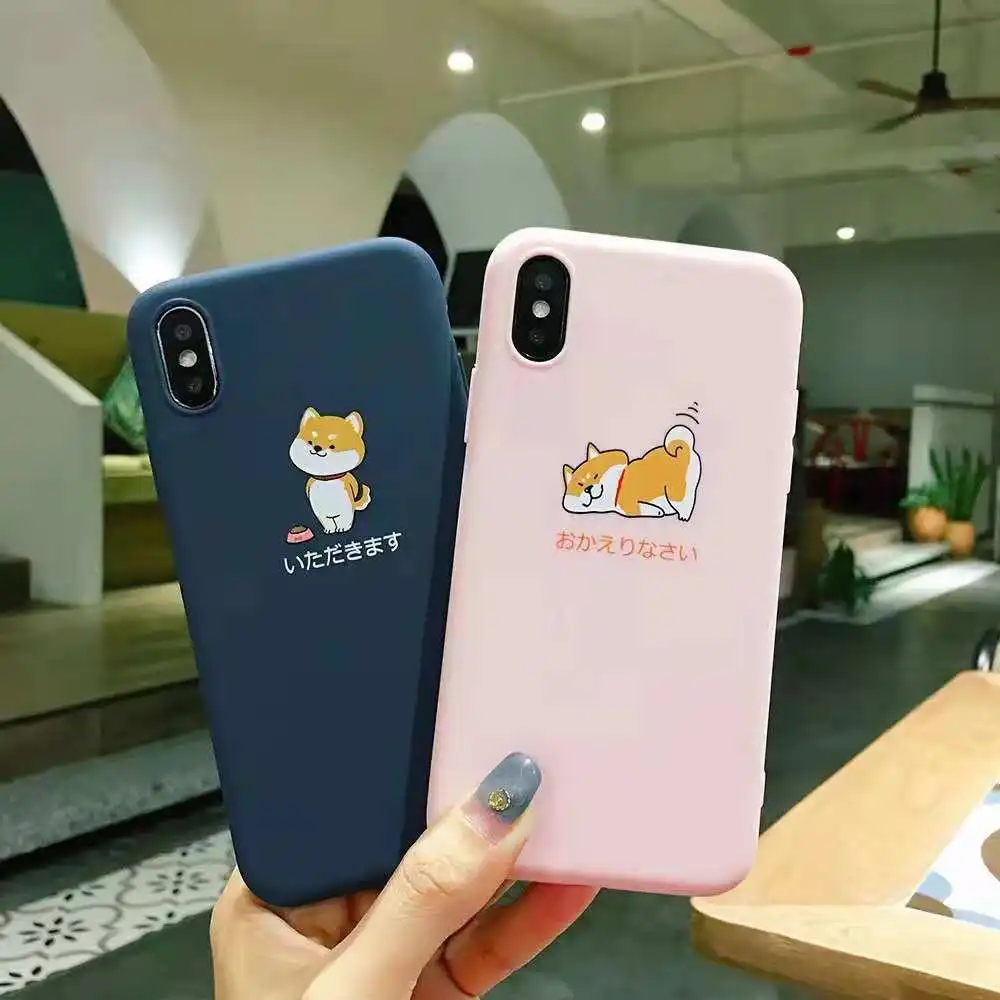 

Japanese style cute dog phone case for iphone XS Max XR X matte soft TPU case for iphone 7 7plus 6 6S 8 Plus ultra-thin shell