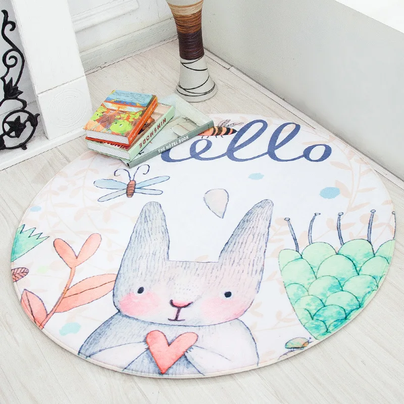 Cartoon Animal Round Area Rug for Kids Room Children Bedroom Fresh Style Non-Slip Living Room Carpet Computer Chair Floor Mat Cartoon Animal Round Area Rug for Kids Room Children Bedroom Fresh Style Non-Slip Living Room Carpet Computer Chair Floor Mat
