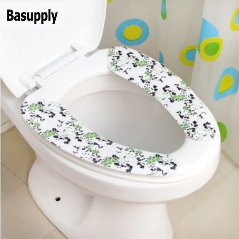 1set Toilet Seat Cover Soft Bathroom Closestool Seat Pad Self-adhesive Cushion