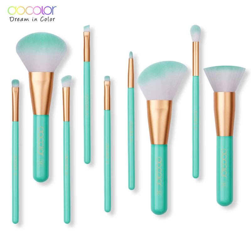 

Docolor 9Pcs Makeup Brushes Set Professional Powder Foundation Eyeshadow Make Up Brushes Cosmetics Soft Synthetic Hair