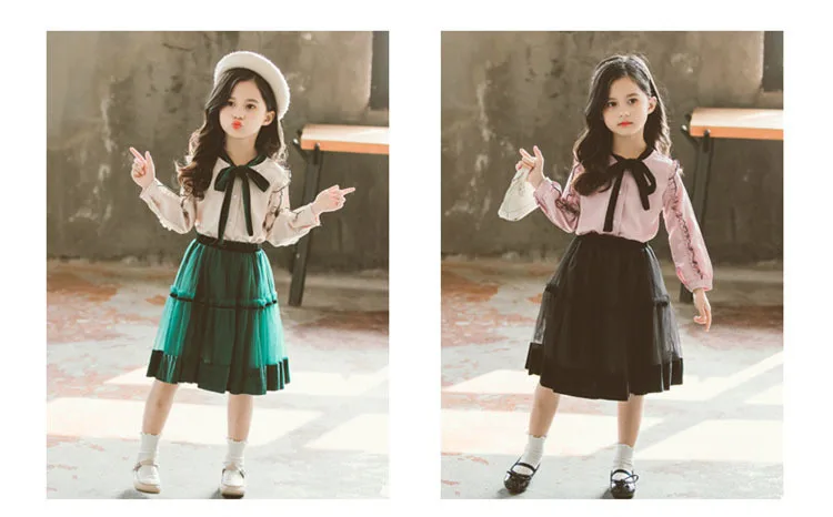 Children Clothing Set Autumn Spring Teenage Girl Clothes Sets For Girls Ruffles Long Sleeve Shirts Tulle Skirts 2 Pieces Outfits 3 4 5 6 7 8 9 10 11 12 13 14 15 years  big little girls spring clothing sets girls skirt set (15).jpg