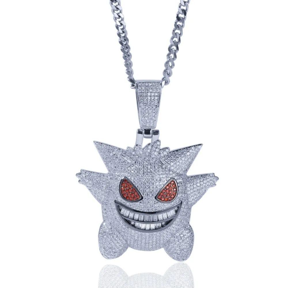 UWIN большой размеры Iced Bling милые Волшебные эльфы с красными глазами кулон цепочки и ожерелья Micro Cubiz циркония хип хоп JewelryFor для мужчин женщи