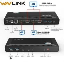 Wavlink 4K USB C Docking Station Universale Dual Gigabit Ethernet USB 3.0 5K HDMI DP Display Erogazione di Potenza con finestre Mac OS