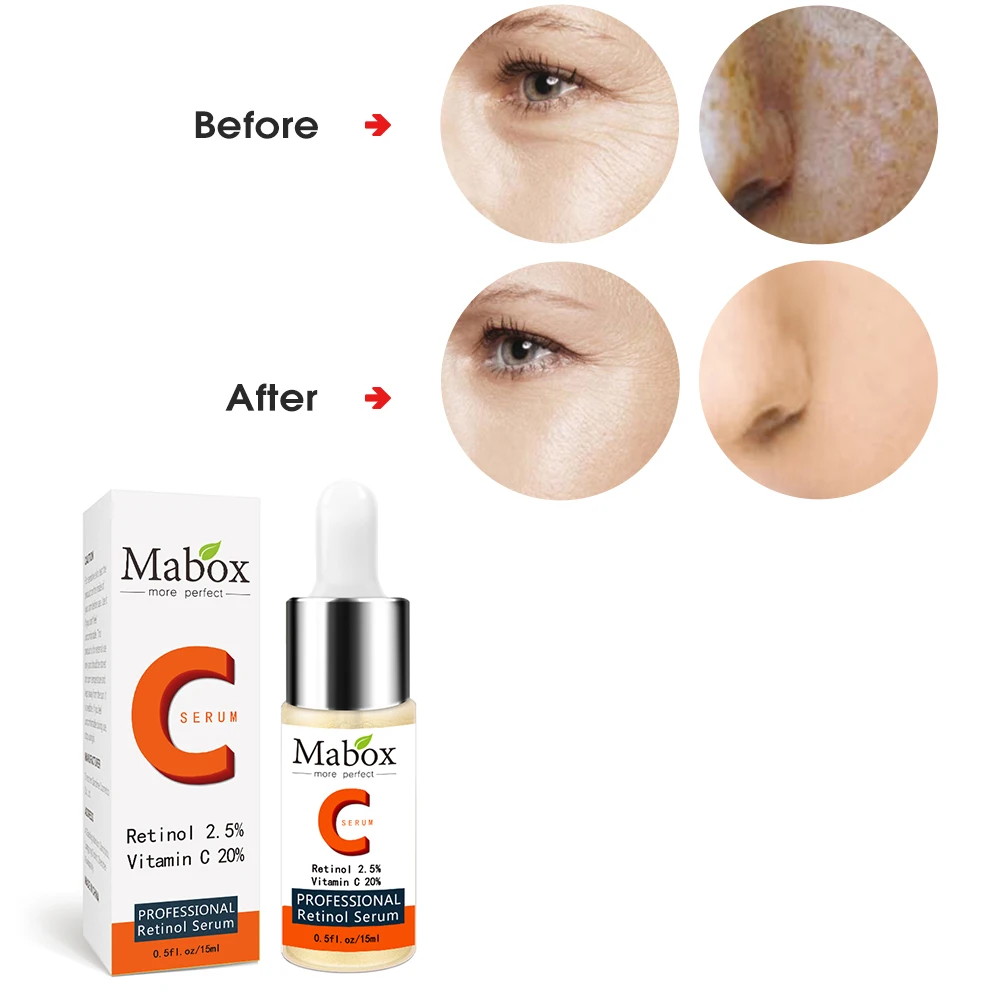 Mabox натуральный витамин C отбеливающая сыворотка антивозрастной гиалуроновой кислоты эфирные масла для лица Уход за глазами увлажняющий уход за кожей
