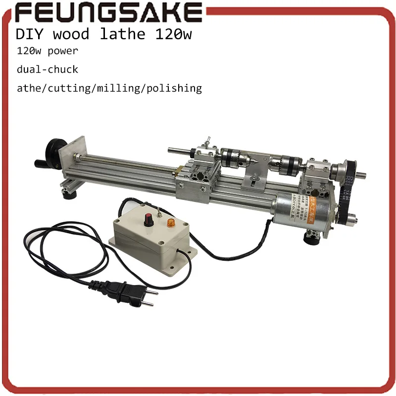 

DIY Wood Lathe Mini Lathe Machine Polisher Table Saw for polishing Cutting,customize milling drilling machine,120w adjust speed