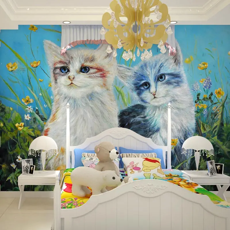 Home Decor Wall Papers Cats Painting Photo Wallpaper Murals Living Room