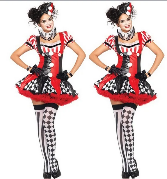 VASHEJIANG Для женщин клоун костюмы для взрослых Забавный женский цирковой клоун Косплэй карнавальные костюмы на Хэллоуин Для женщин фантазия форма