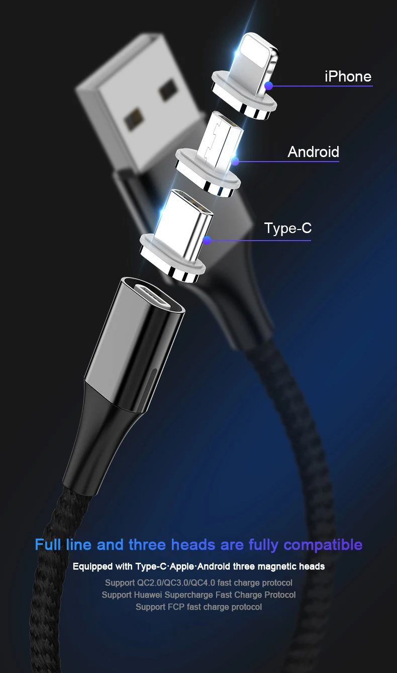 5А Магнитный кабель Micro usb type C супер быстрая зарядка телефона Microusb type-C магнитное зарядное устройство usb c для huawei xiaomi samsung