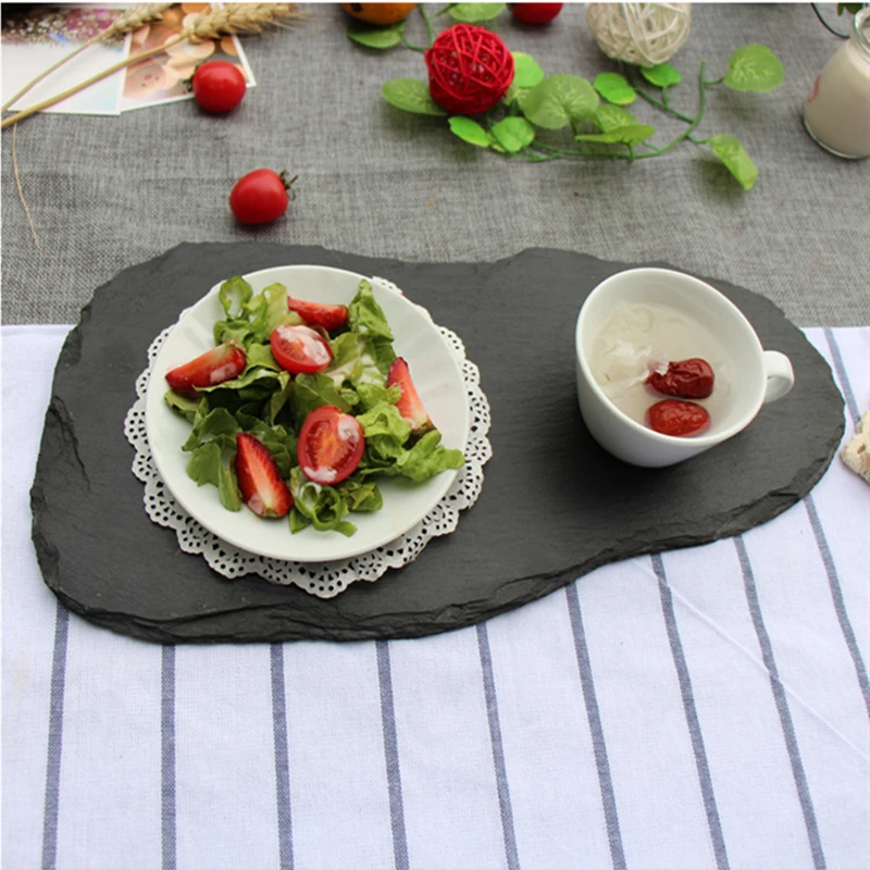 

Bamboo Shoot Shape Natural Slate Dinner Plate Solid Stone Steak Dish Sushi Barbecue Cheese Pizza Fruit Flat Plate Food Tea Tray