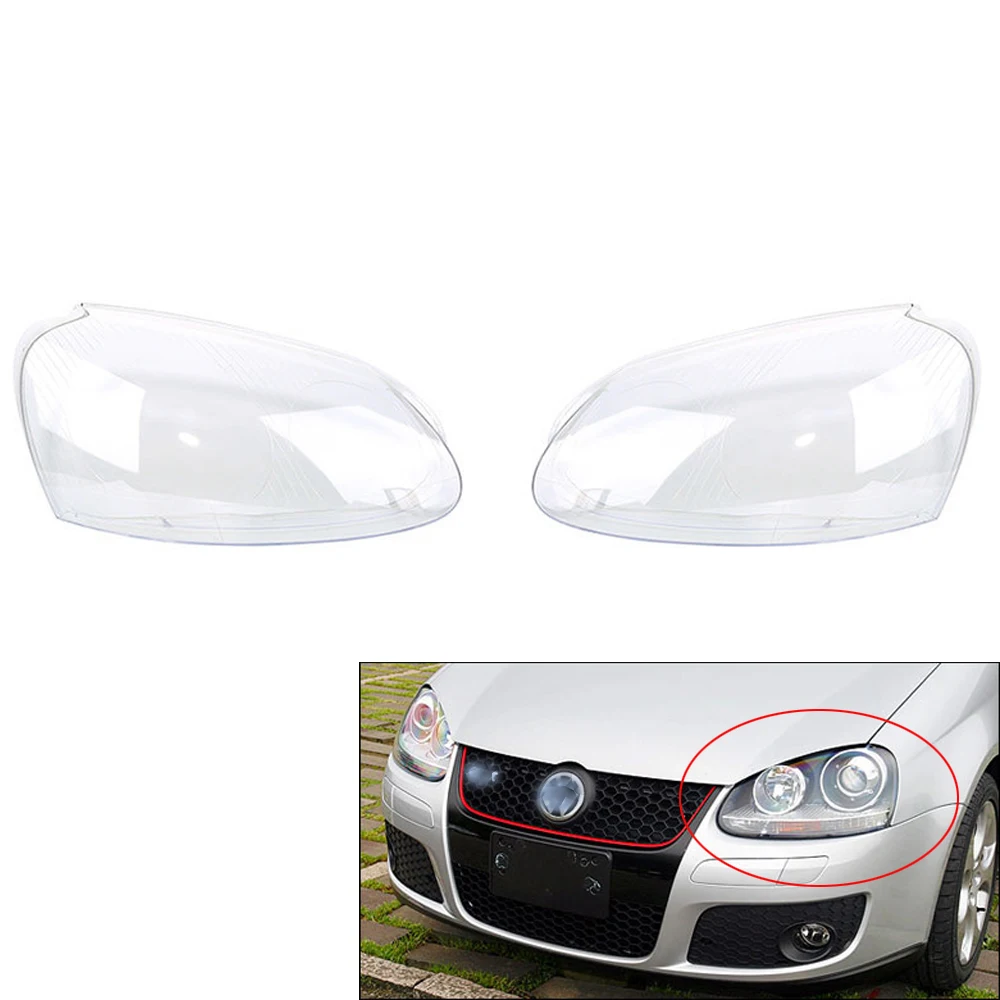 1 Pair of Headlight Lens Cover Shell Fit For VW Golf MK5 2005 2009in
