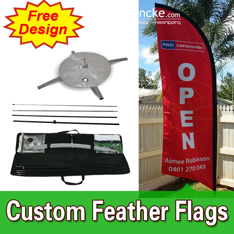 

Double sided Feather Banner Stands Open Feather with cross base, cheap custom, free design free shipping, feather flags for sale