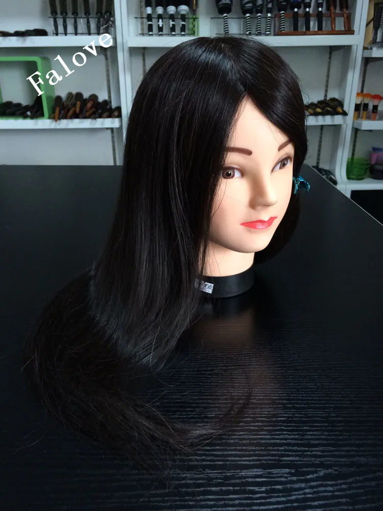 

Free Shipping 100% Human Hair Mannequin Head Long Hair Hairdressing Cutting Training Mannequin Head With Clamp