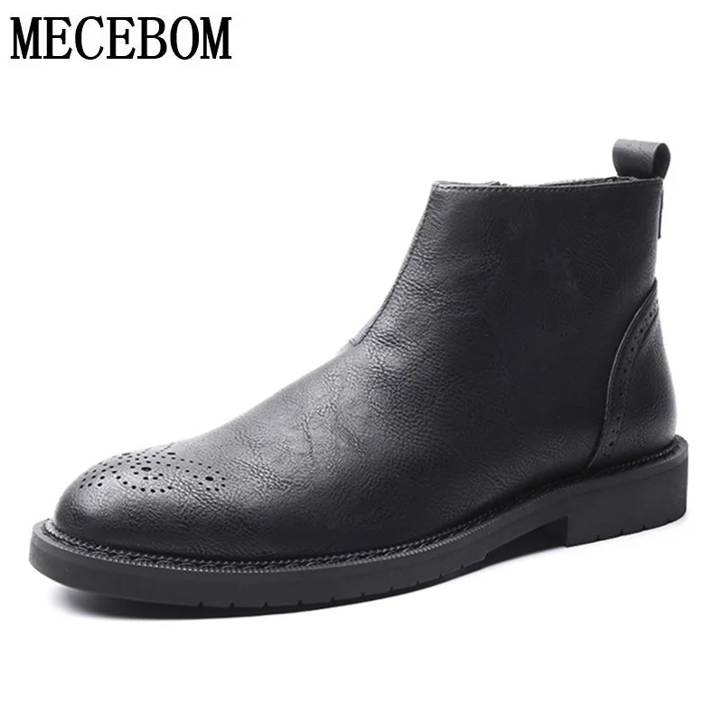 

Luxury Men's Chelsea Boots Brand Split Leather Men Shoes Black Zip Slip-on Men Ankle Boots autumn Botas hombre size 38-44 80081M