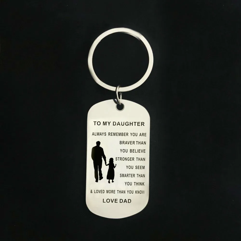 

European Heat Pin Ornaments Stainless Steel Tag Key To My Daughter Buckle Letter In The Card jewelry HER611 shoul colar chain