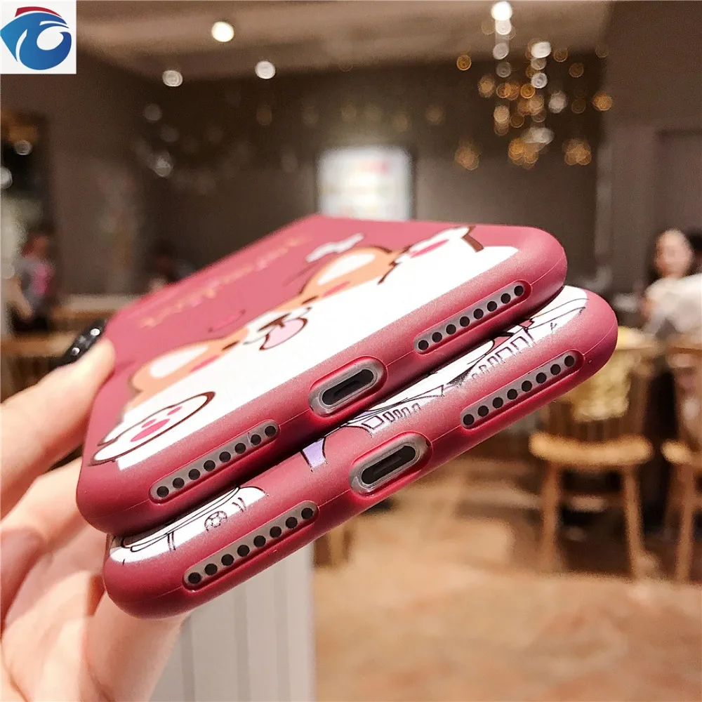 Cute puppy shell For iPhone 6S 7S 7Plus 7Plus 8 Plus XRXS MaxProject Soft shell airbag bracket   TPU Protection Anti-fall Phone case4