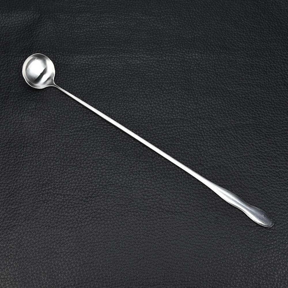 5x 20cm Long Straw /& Spoon Teaspoons Stainless Steel Spoons Silver Tea Latte