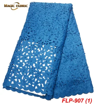 

2019 High Quality African Lace Fabric French Net Embroidery Tulle Lace Fabric For Nigerian Wedding Party Dress FLP-907