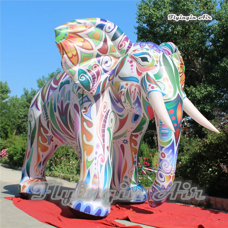 

Customized Parade Performance Props Colorful Inflatable Elephant 2m/3m/5m Height Air Blown Painted Elephant For Party Decoration