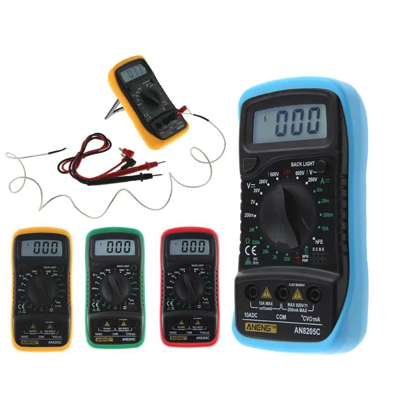 

Thermometer Digital LCD Screen Multimeter Voltmeter Ammeter AC DC OHM Volt Tester Test Temperature gauge Yellow/Red/Blue/Green