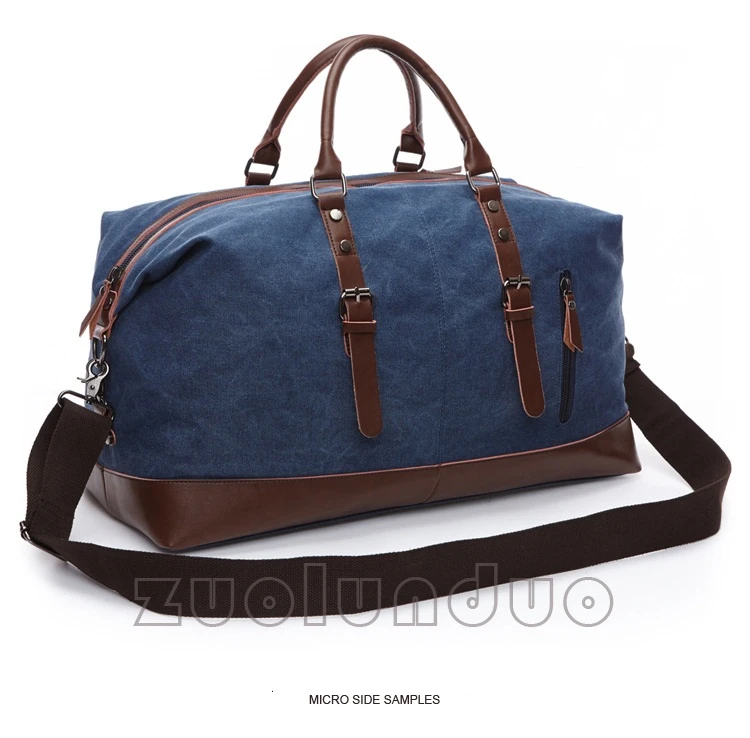 Vintage Military Canvas Leather Men Travel Luggage Bags Weekend Bag Overnight Duffle Bags Blue Vintage Military Canvas Leather Men Travel Luggage Bags Weekend Bag Overnight Duffle Bags Blue