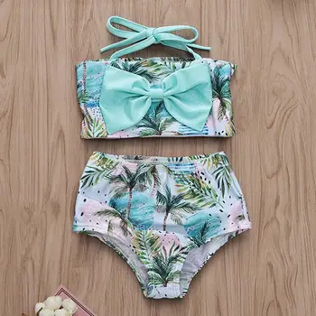 

Girl Swimwear Print Bikini Beach Swimsuit Coconut Wave Print Sling Swimsuit Bathing Swimwear Sets Outfits Summer bebek mayo A1