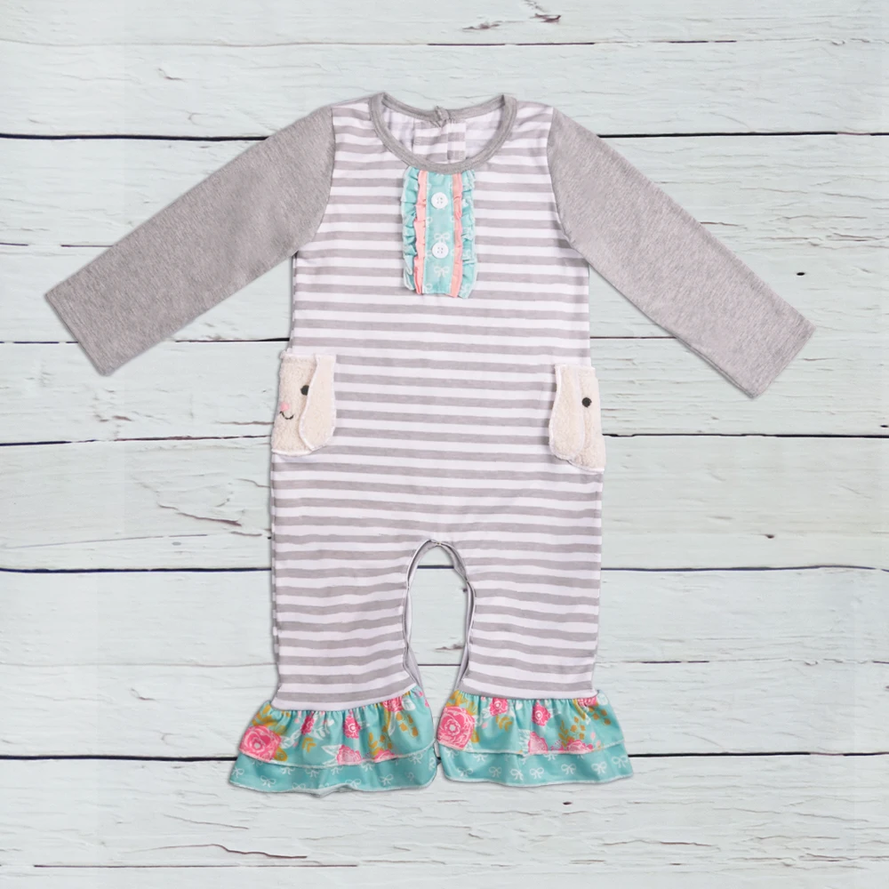 New Arrival Easter Girl Rompers Newborn Baby Knitted Cotton Ruffle