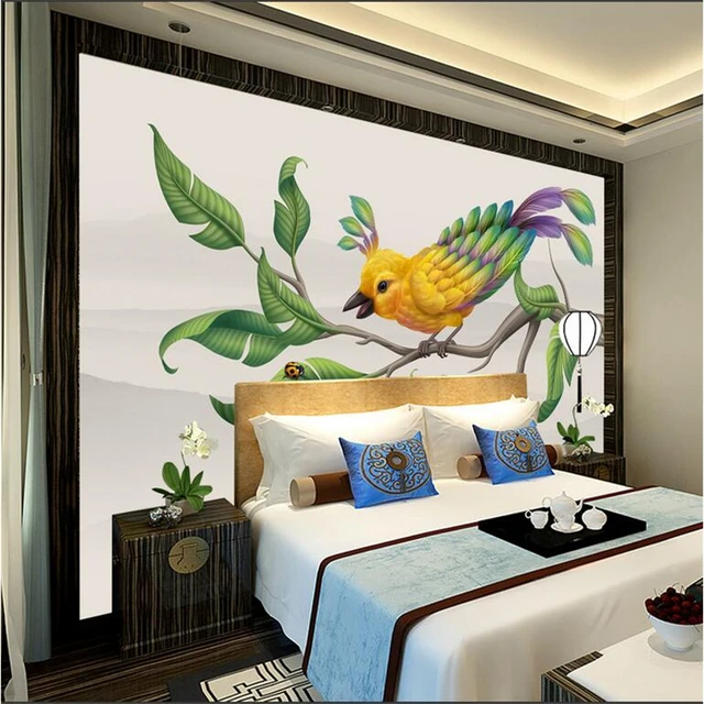 photo wallpapers with flowers hand painted custom wallpaper birds