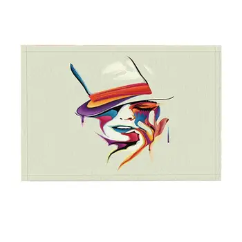 

Watercolor Bath Rug Rainbow Girl Charming Seay Belle Modern Art Non-Slip Doormat Floor Entryways Door Mat Kids Bath Mat